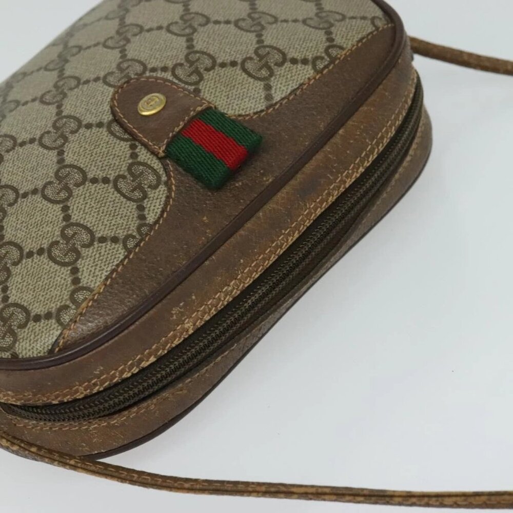 GUCCI GG Supreme Web Sherry Line Bag PVC Beige Gold 156 02 066 Auth ki5606 - Picture 7 of 16
